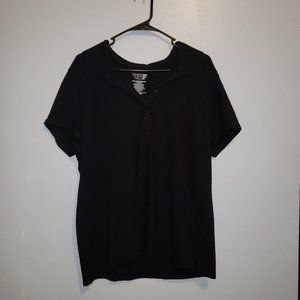 Time & Tru solid plain black polo top